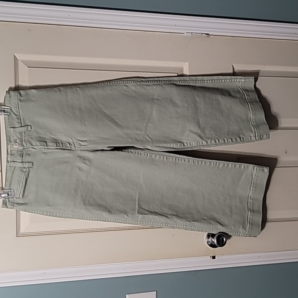 Madewell Mint Green Flat Front Ultra High-Rise Wide‎ Leg Crop Jeans Women's 28
